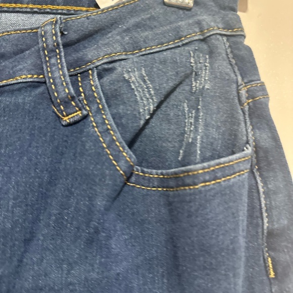 NWOT Women Sz: S Nova Blue Bell Bottom Flare Dark Wash Slightly Distressed Jeans - Picture 10 of 10